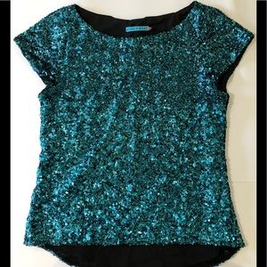 Alice + Olivia Becca Sequin Top